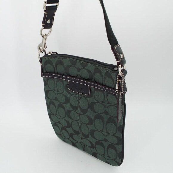 COACH Forest Green Pen Signature Swing Pack Crossbody Bag NWT - Picture 4 of 14